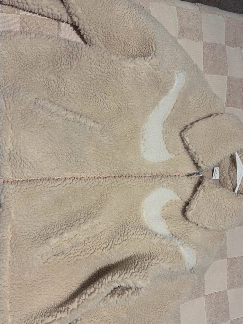 Nike Cream Teddy Jacket with White Swoosh